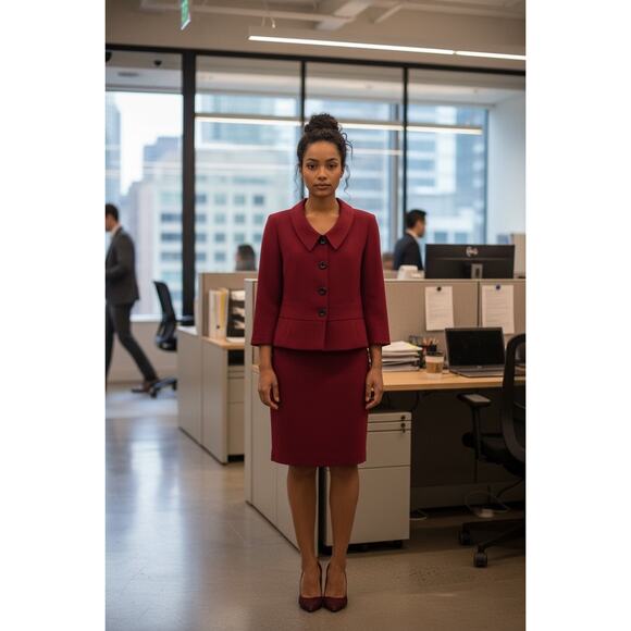 Tahari by ASL Jackets & Blazers - Tahari ASL Women’s Size 8 Red Blazer Skirt Suit Set Lined 3/4 Sleeve Career Work